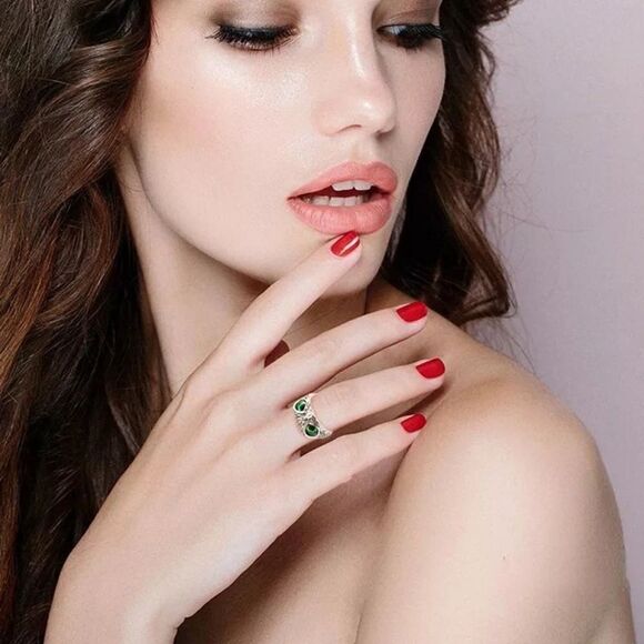 💎251💎 Vintage Style Bird of Prey, Owl Eyes Silver Stainless Steel Ring - Picture 10 of 16